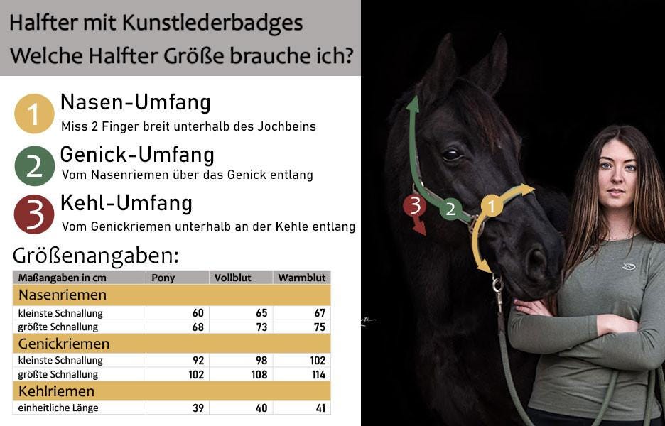 Größentabelle Halfter Kunstlederbadges